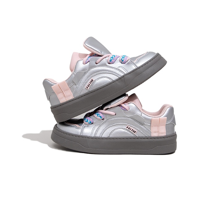 Feiyue Skateboard Shoes Women's Low-Top Silver Pink Red EU Feiyue Skateboard Shoes Women's Low-Top Silver Pink Red EU