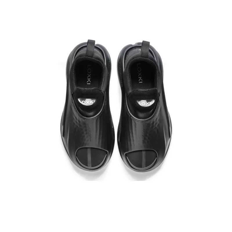 LOXKI Low Top Casual Shoes Unisex Black-3