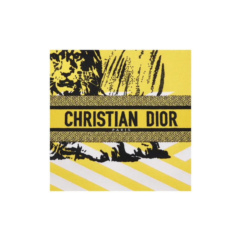 DIOR BookTote Embroidery Totes Handbag Shoulder Bag Large Size Women's Bright Yellow/Pink-4