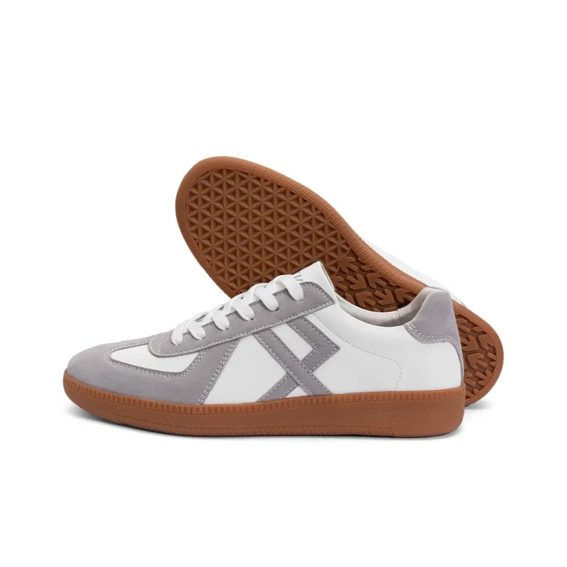 JWVR German Army Trainers Low Top Skateboard Shoes Unisex White Gray-7