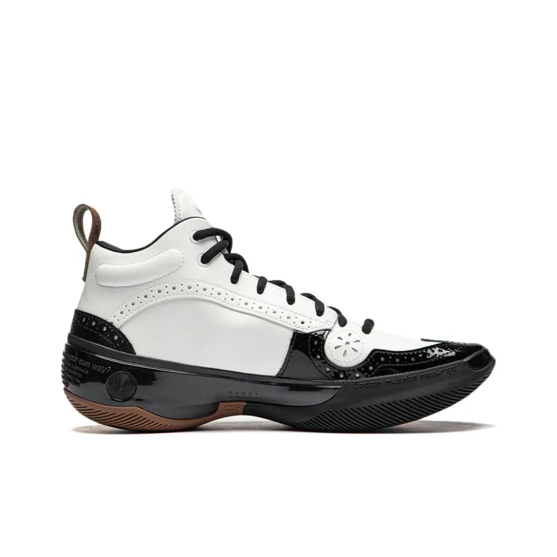 LiNing WOW 10 Gentleman Mid Top Basketball Shoes Men's Black White-1