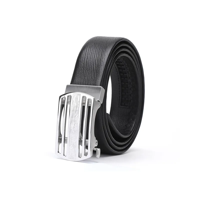Satchi Sanduo Belt Automatic Buckle With External Casual Design Stainless Steel Cowhide Belt Men's Black Width 3.4cm-1