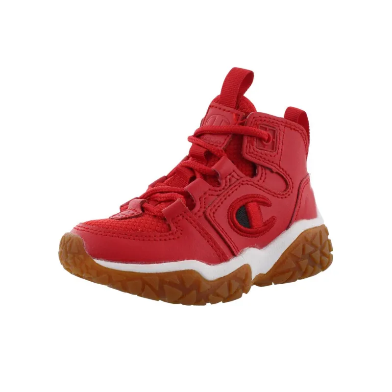 Champion Tank Grid Cushioned Wear Resistant Breathable High Top Casual Shoes Women's Red-2
