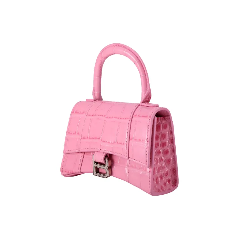Balenciaga Hourglass Crocodile Leather Handbag, Shoulder Bag, Crossbody Bag Mini Women's Pink-1