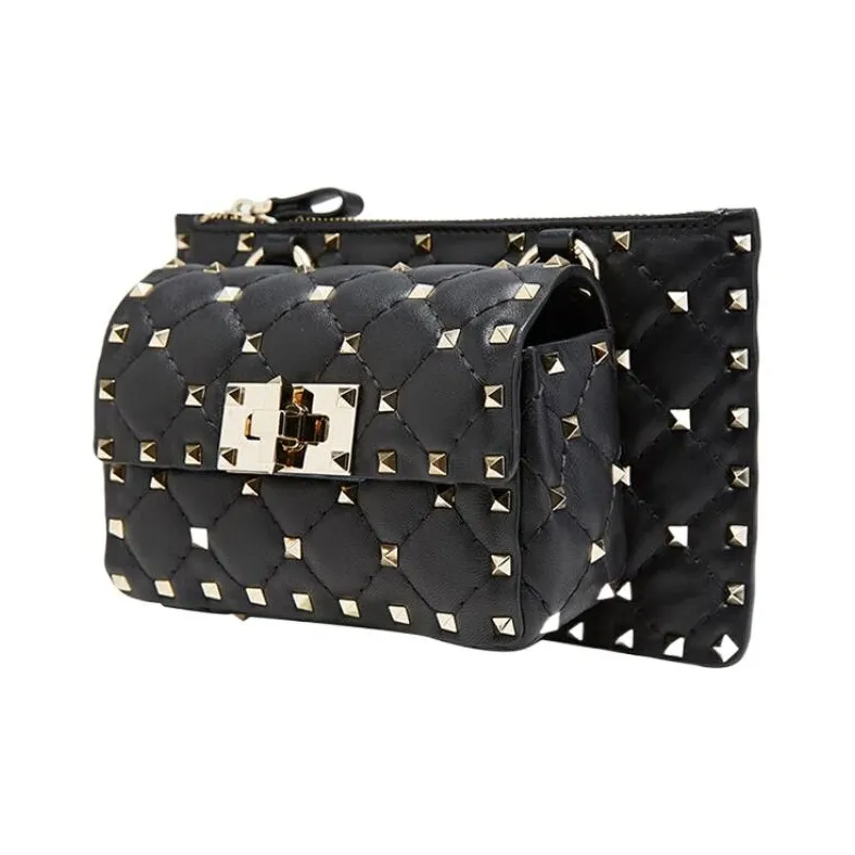 Valentino Sheepskin Shoulder Bag Crossbody Bag Regular Women's Black-1