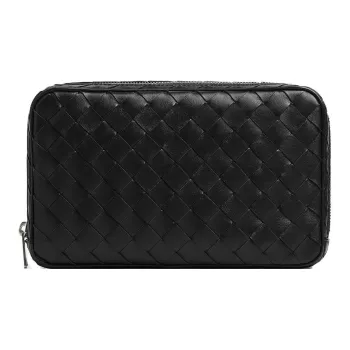 Bottega Veneta Intrecciato Cow Leather Storage Bag Medium Size Men's Black