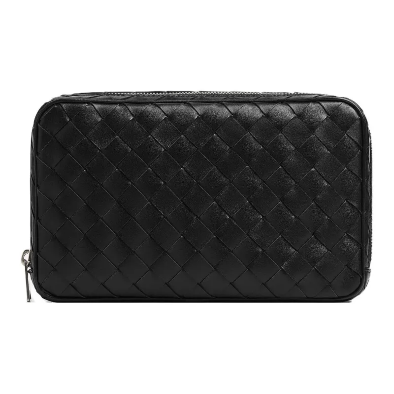 Bottega Veneta Intrecciato Cow Leather Storage Bag Medium Size Men's Black-0