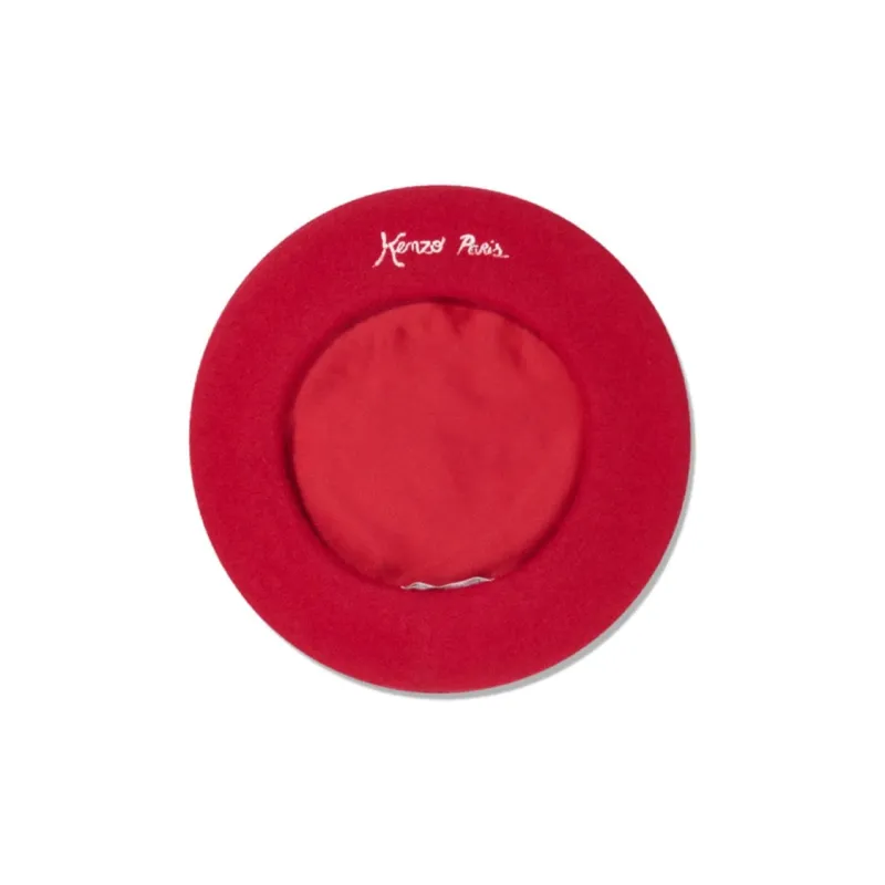 KENZO Floral-embroidered Wool-blend Beret-2