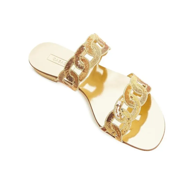 Casadei Slide Slippers Women's Gold-2