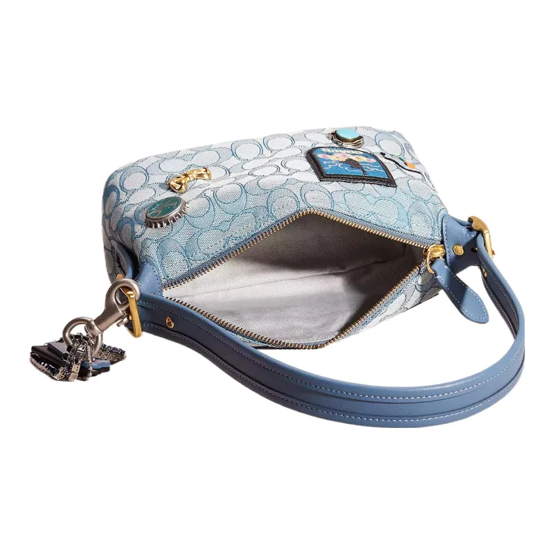 COACH Demi Recycled Leather Shoulder Bag, Handbag Medium Size Women's Lake Color-2