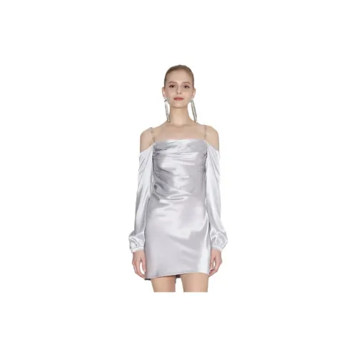 Bebe Slip Dresses Women's Silver Gray