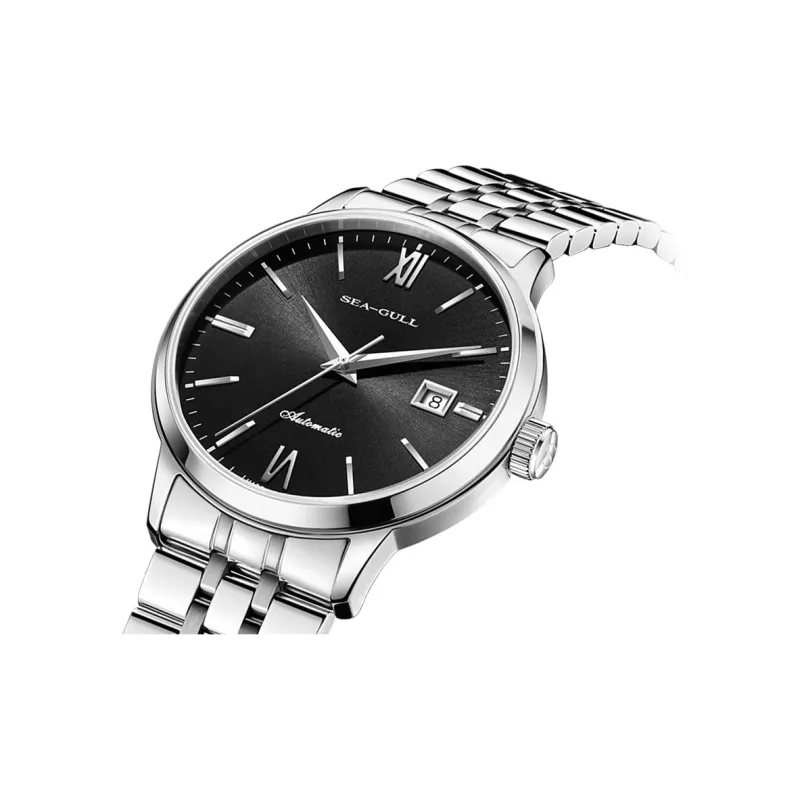 Sea Gull National Collection Automatic Mechanical Movement Steel Strap Watch Men's Watches Black Dial-2