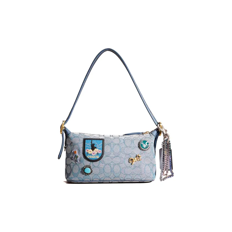 COACH Demi Recycled Leather Shoulder Bag, Handbag Medium Size Women's Lake Color-0
