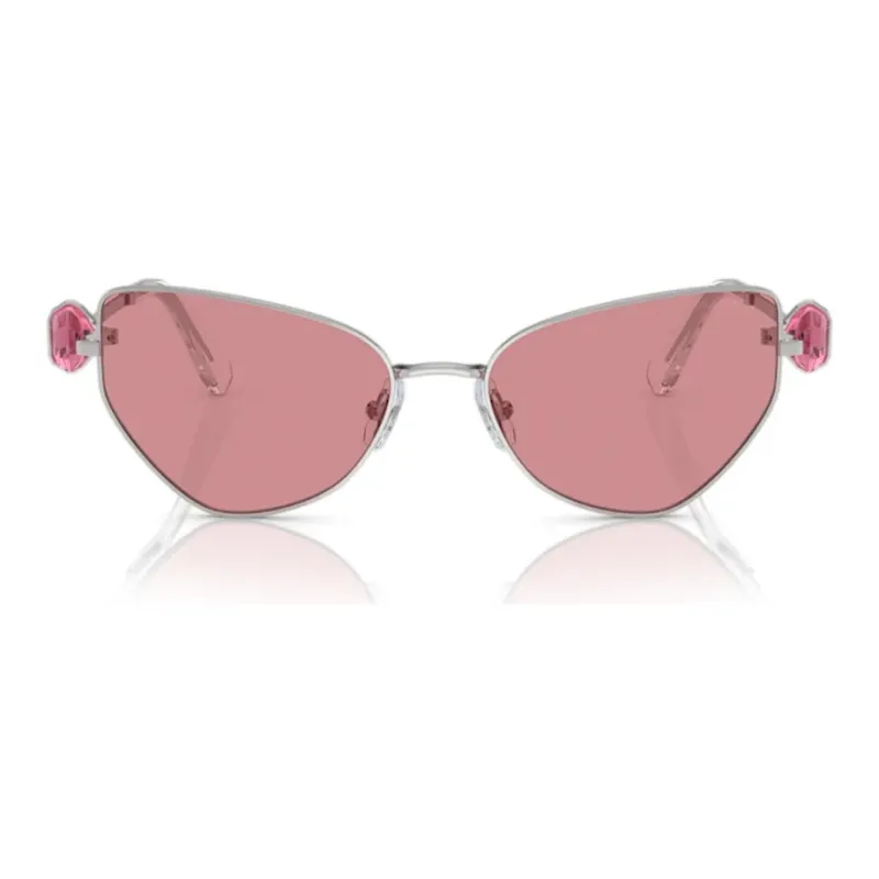Swarovski Metal Faux Crystal Irregular Shape Sunglasses Women's Silver-1