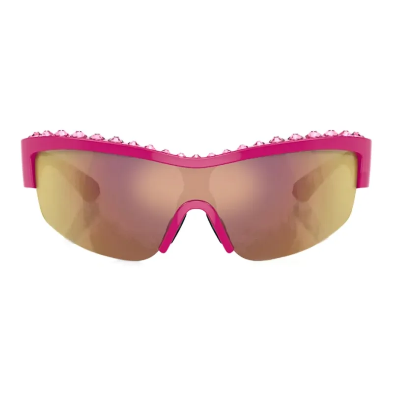 Swarovski Nylon Swarovski Crystal Irregular Shape Sunglasses Women's Pink/Gray-1