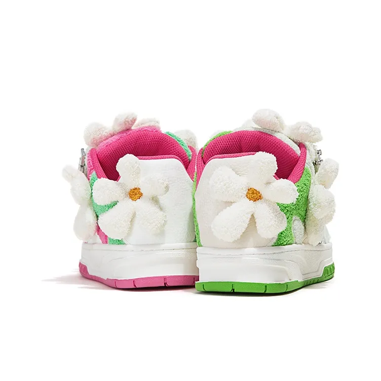 FY SPR Blossom Collection Low Top Skateboard Shoes Unisex White Red Green-4