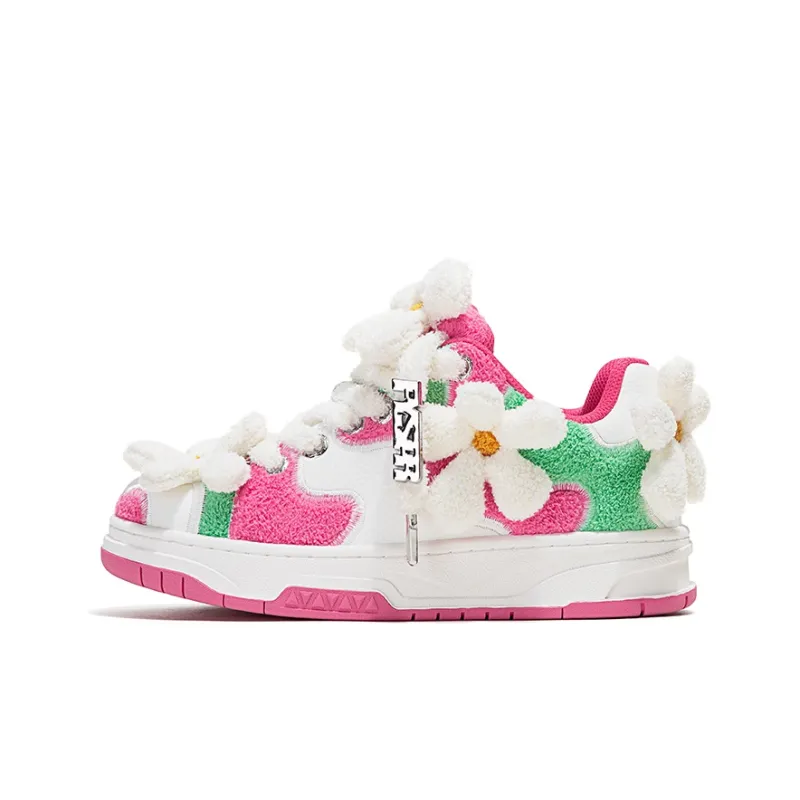FY SPR Blossom Collection Low Top Skateboard Shoes Unisex Red Green-0
