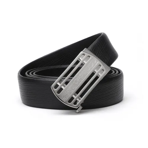 Satchi Sanduo Belt Automatic Buckle With External Casual Design Stainless Steel Cowhide Belt Men's Black Width 3.4cm
