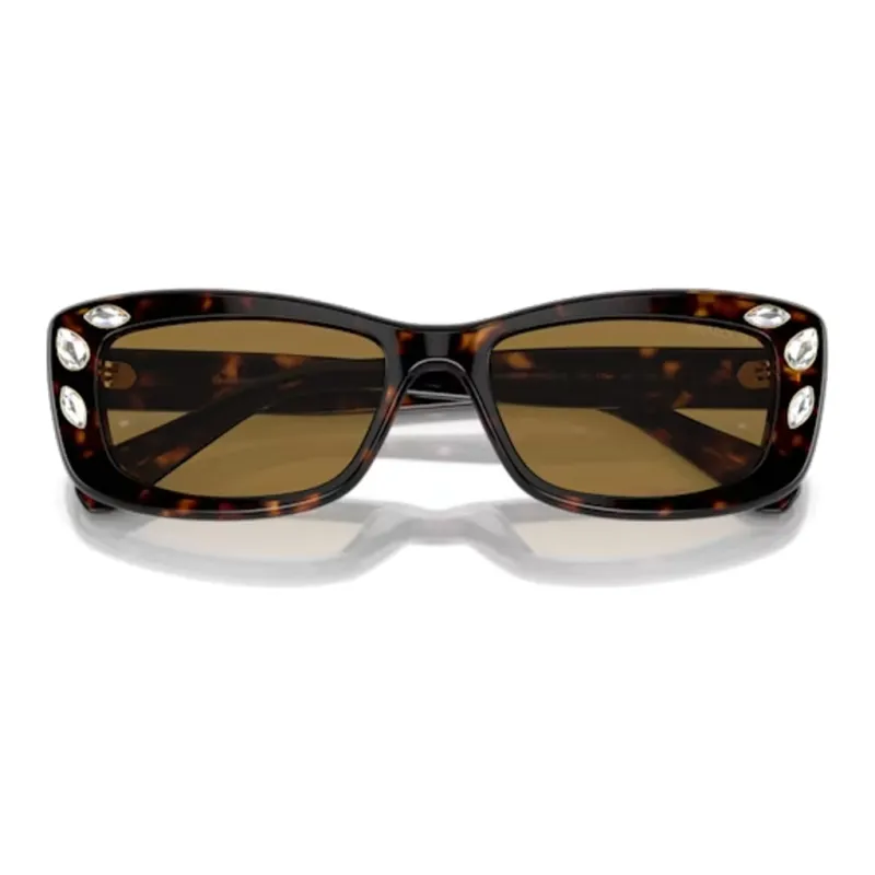 Swarovski Dextera Acetate Crystal Irregular Shape Sunglasses Women's Brown-3