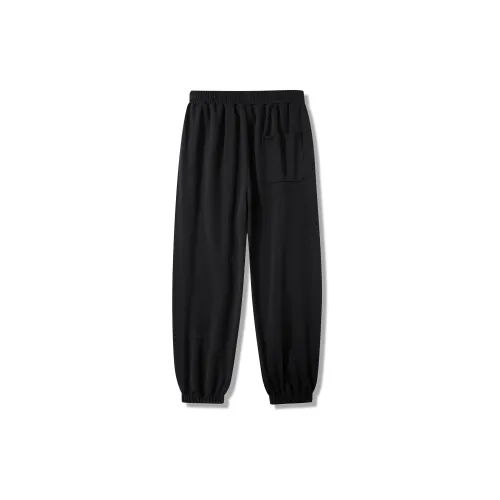 FireMonkey Knitted Sweatpants Unisex Black Fleece-Lined And Thickened