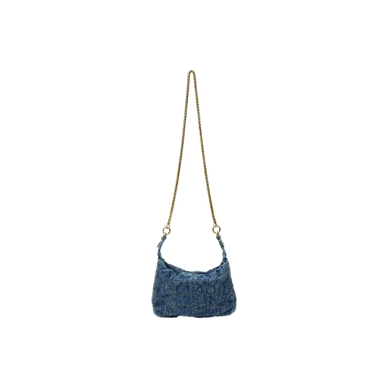 ZARA Denim Shoulder Bag Crossbody Bag Women's Blue Denim-3