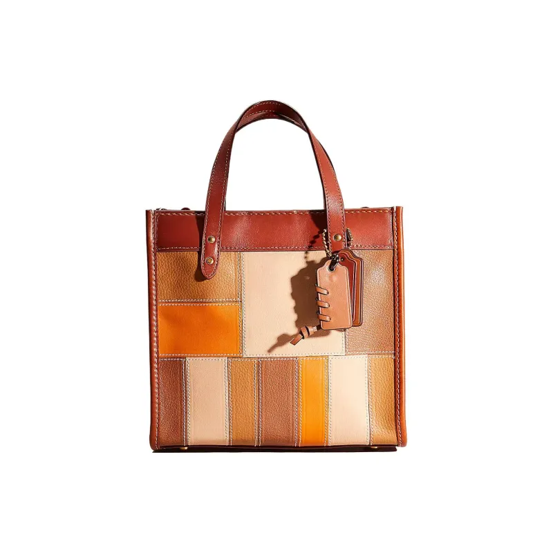 COACH Field Canvas With Leather Tote Bag Shopping Bag Handbag Small Size Women's Multicolor-0