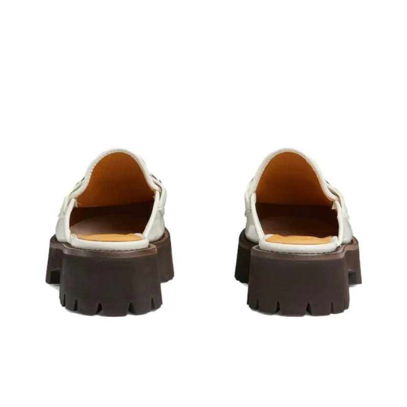 GUCCI Horsebit Wrap toe Slippers Women's White-2