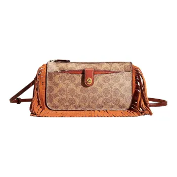 COACH Noa Pop-Up Canvas With Cow Leather Shoulder Bag Crossbody Bag Small Size Women's Brown