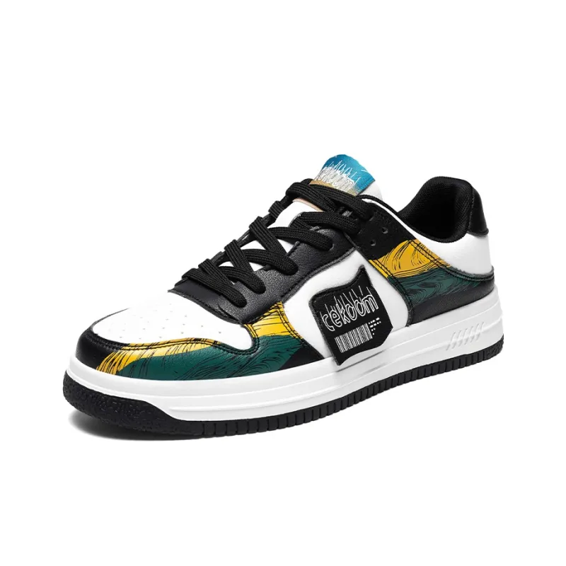 CEKOOM Skateboard Shoes Men Low Top Brown Yellow/Black Pine Green Yellow/White Pine Green Yellow-13