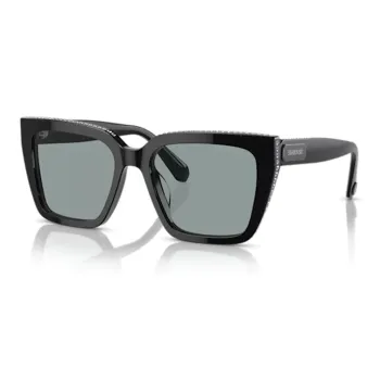 Swarovski Acetate Crystal Irregular Shape Sunglasses Women's Black