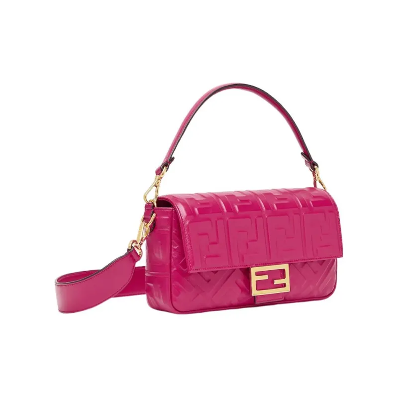 FENDI Baguette Nappa Leather Handbag, Shoulder Bag Medium Size Women's Pink-1