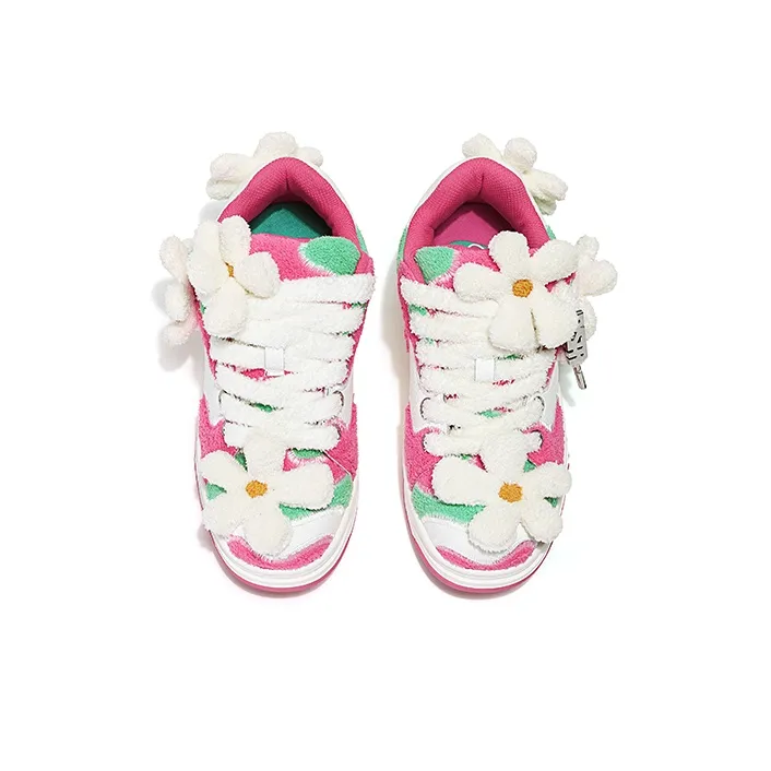 FY SPR Blossom Collection Low Top Skateboard Shoes Unisex Red Green-3