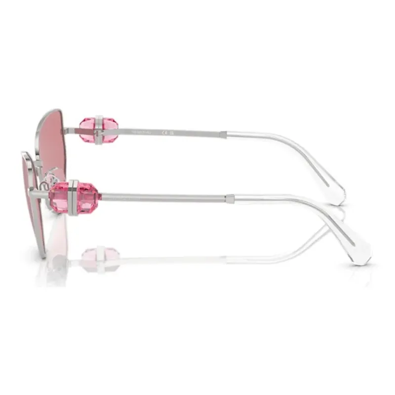 Swarovski Metal Faux Crystal Irregular Shape Sunglasses Women's Silver-4