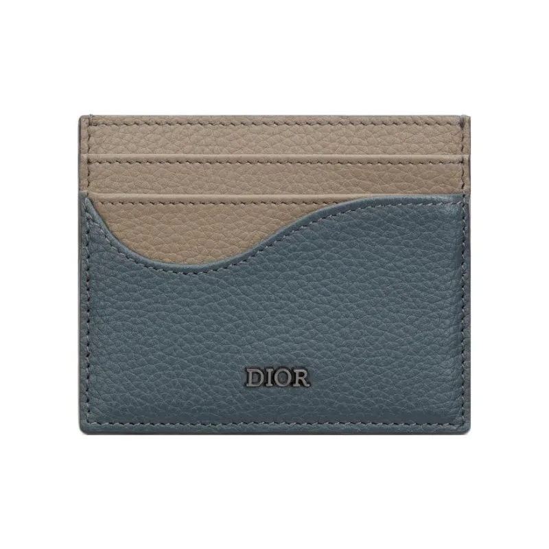 DIOR Saddle Calfskin Card Holder Men's Brown & Dark Gray-0