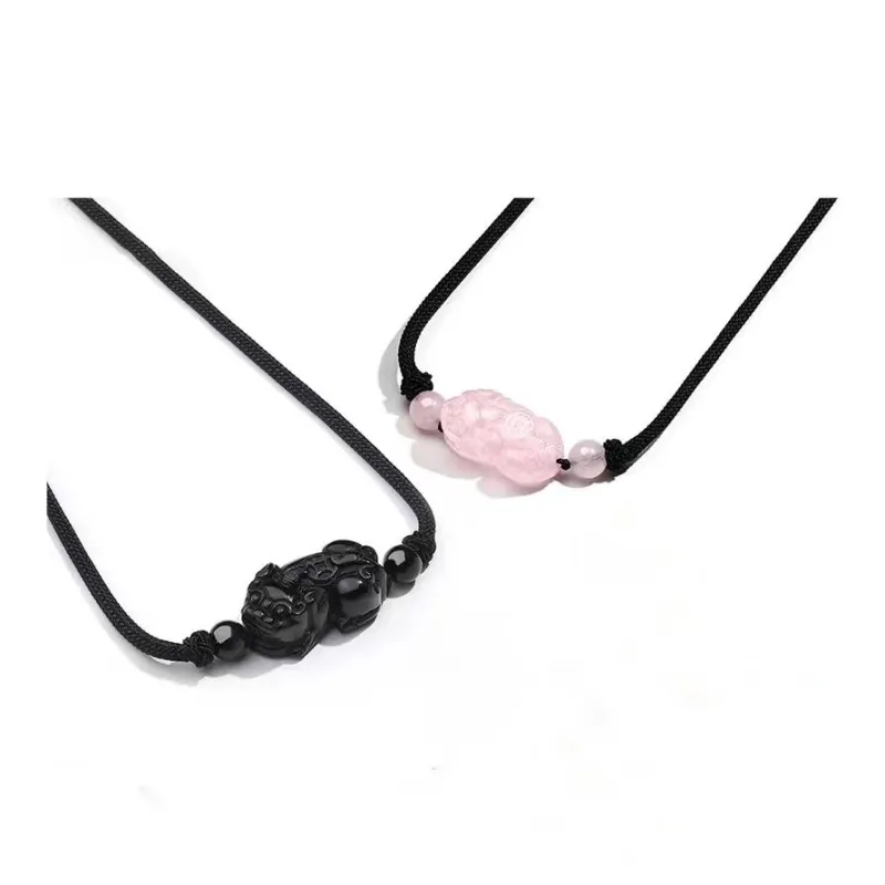 Seven Little Craftsmen Obsidian Jade Necklaces Unisex Obsidian-1