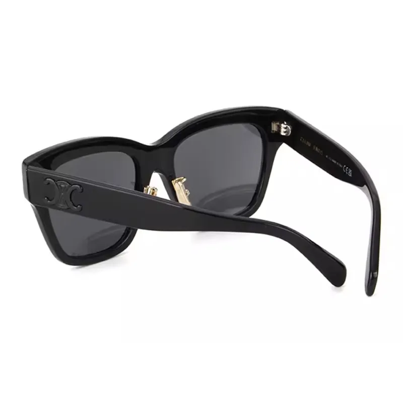 CELINE Plate Frame Irregular Shape Sunglasses Women's Black-3