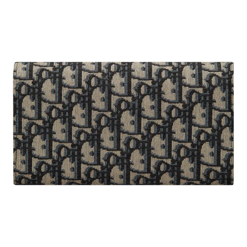 DIOR Oblique Jacquard Fabric Wallet Regular Men's Beige & Black-2