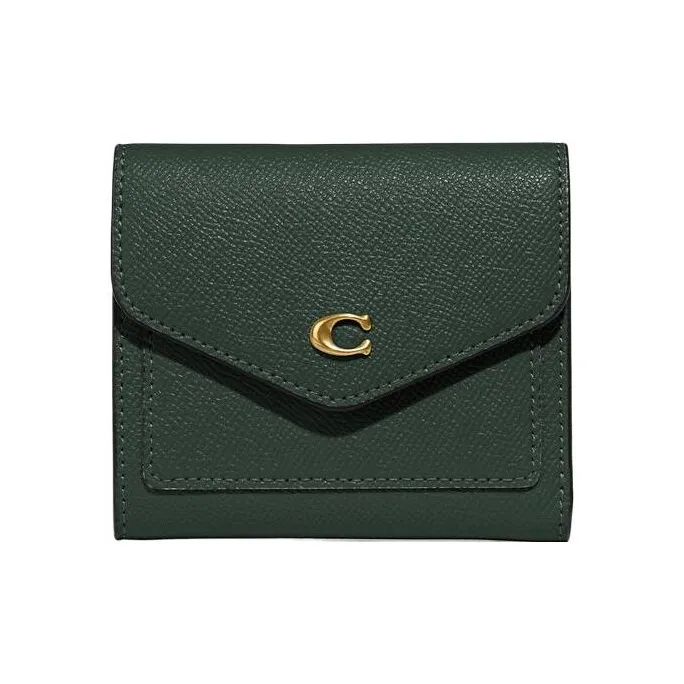COACH Wyn Cross-Stitch Leather Wallet Small Size Women's Amazon Green-0