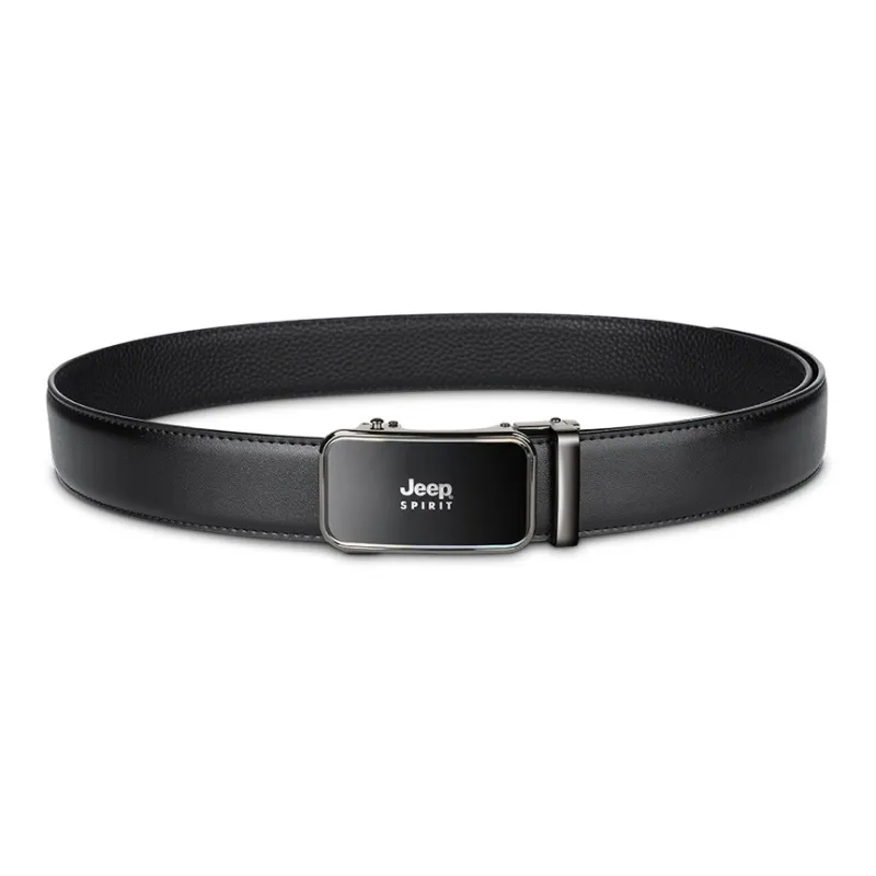 JEEP SPIRIT Casual Advanced Minimalist Belt Automatic Buckle Cow Leather Leather Belts Men's Width 3.4CM-1