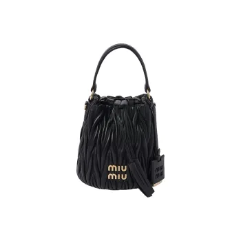 MIU MIU Nappa Leather Bucket Bag, Handbag, Shoulder Bag, Crossbody Bag Women's Black