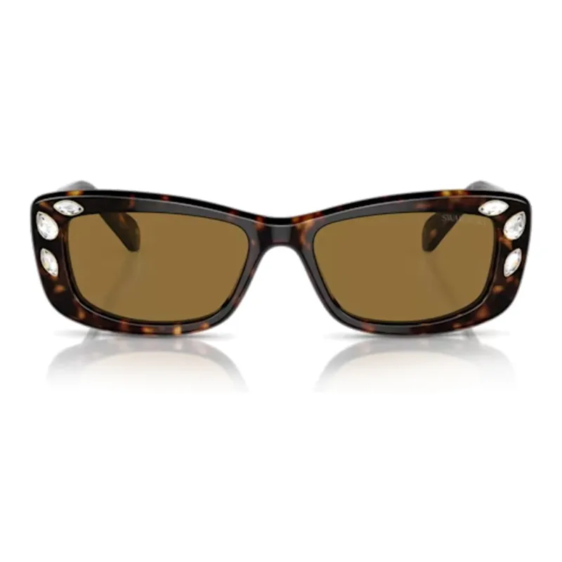 Swarovski Dextera Acetate Crystal Irregular Shape Sunglasses Women's Brown-1