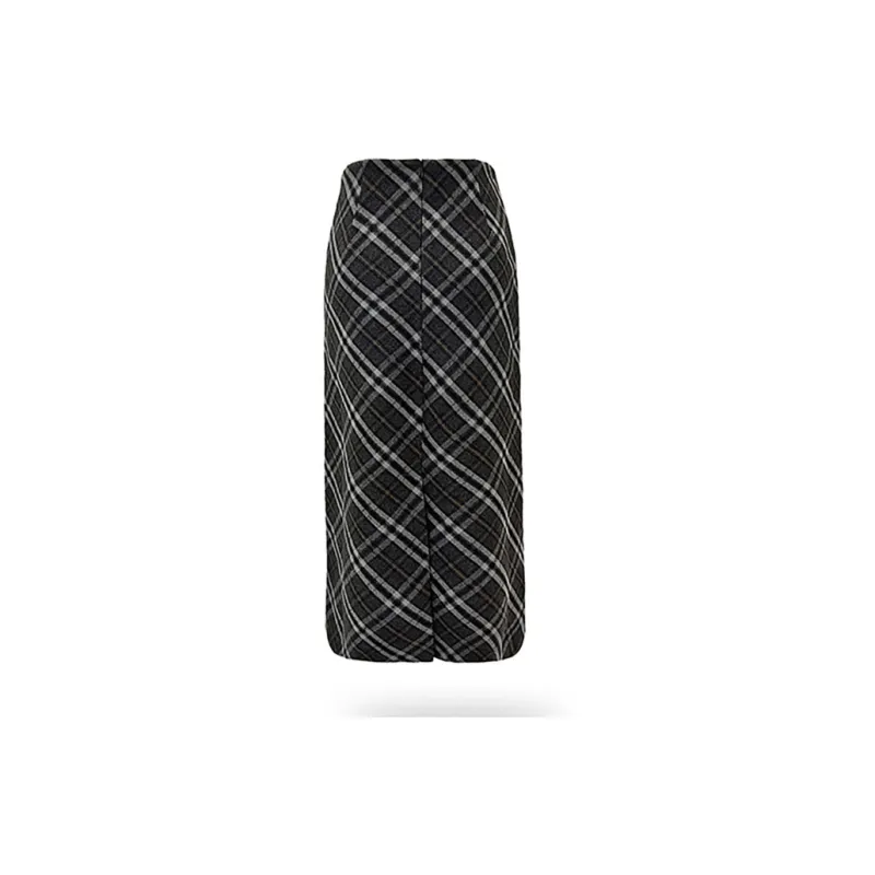 MKBY Knit Long Skirts Women's Plaid-1