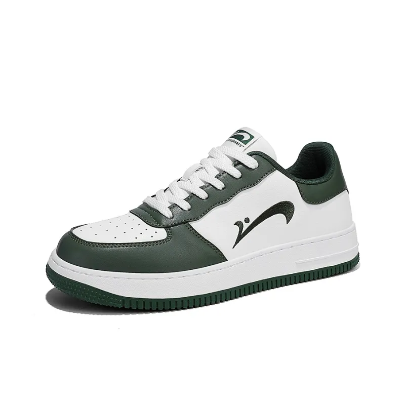 K bird Wear Resistant Low Top Skateboard Shoes Men's White Green-1