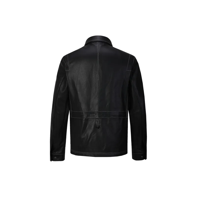 DAVID NAMAN Leather Jackets Men Black-1