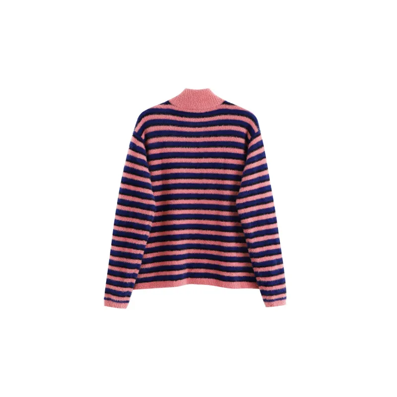 F426 Knitwear Unisex Blue Pink Stripes-1