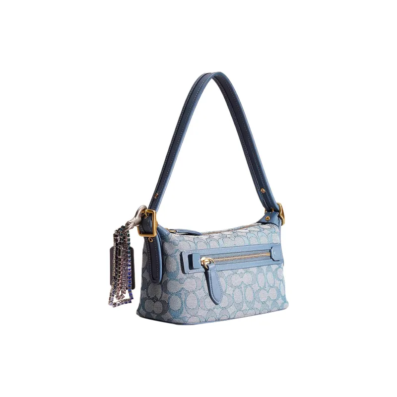 COACH Demi Recycled Leather Shoulder Bag, Handbag Medium Size Women's Lake Color-1