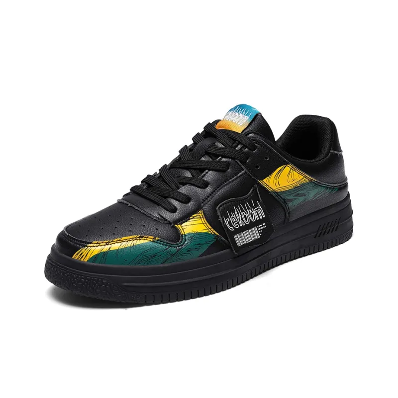 CEKOOM Skateboard Shoes Men Low Top Brown Yellow/Black Pine Green Yellow/White Pine Green Yellow-7
