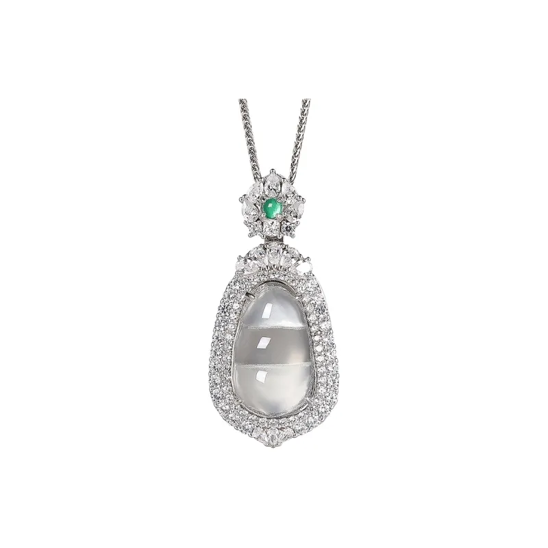 Cuiya Golden Building Chalcedony Jade Pendants Women's-0