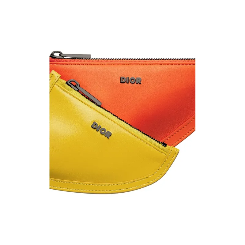 DIOR Saddle Smooth Calf Leather Saddle Bag Clutch Regular Men's Yellow & Orange-3