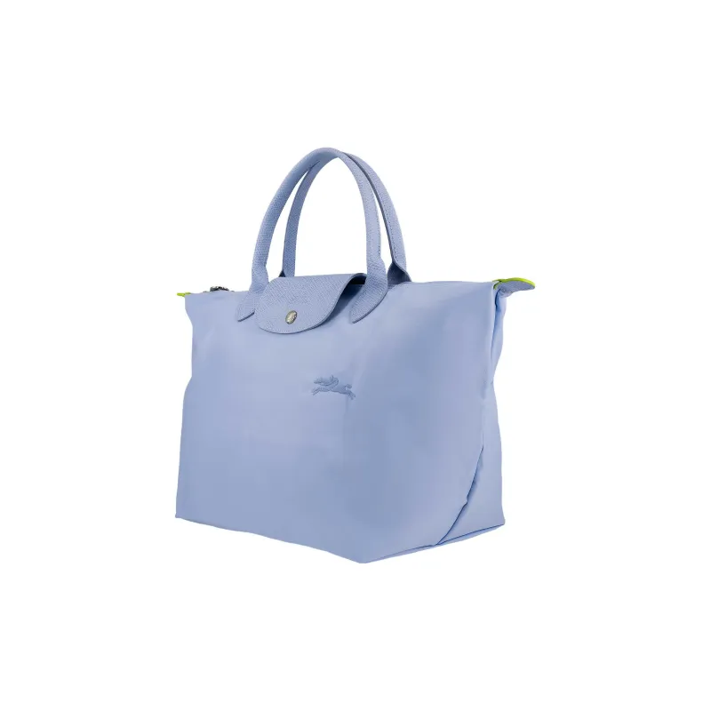 LONGCHAMP Le Pliage Green Canvas With Leather Canvas Bag, Dumpling Bag, Handbag Medium Size Women's Sky Blue-1